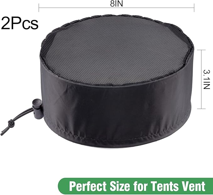 2 Pcs Grow Tents Vent Cover - 8" Dustproof Duct Filter Vent Covers with Elastic Band and Fixed Buckle for Plant Grow Tent Accessories - Image 6