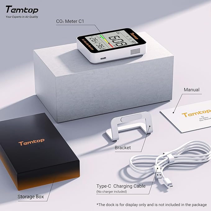 Temtop CO2 Monitor Indoor air Quality Monitor Portable CO2 Meter, CO2, Temperature, Humidity Home, Office or School - Image 8