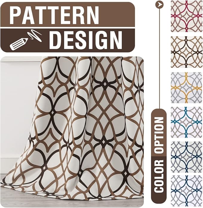 H.VERSAILTEX Blackout Curtains Printed Design 108 Inch Length 2 Panels Set Thermal Insulated Curtains for Bedroom Living Room Geometric Modern Grommet Window Drapes - Taupe and Brown - Image 5
