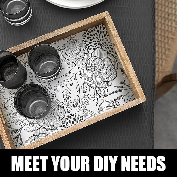 Floral Drawer and Shelf Liner for Kitchen 12IN x 20FT, Non-Adhesive and Strong Non-Slip Cabinet Drawer Liners, Waterproof Thickened Shelf Liner,Easy to Clean,Black and White - Image 8