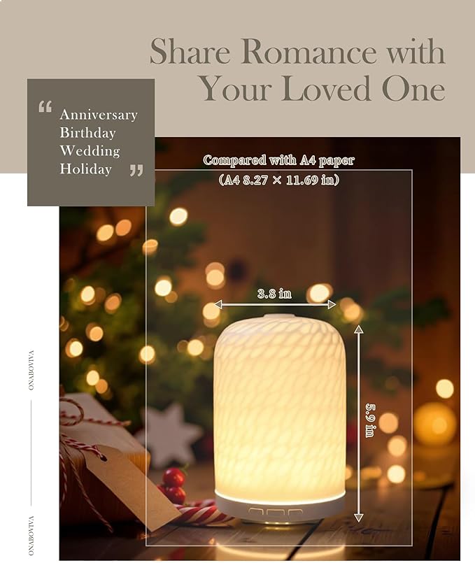 Essential Oil Diffuser – 2.4MHz Ultrasonic Aromatherapy Diffuser, Health Night Light, Timer & Auto Shut-Off, BPA-Free, 120ml Ceramic Oil Diffuser for Home, Office, or Spa, Yoga - Image 7