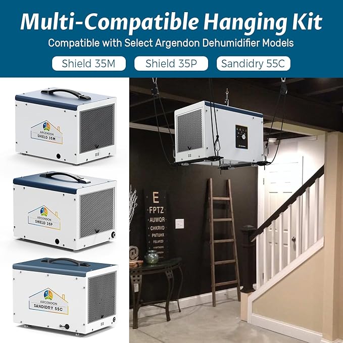 ARGENDON Hanging Kits for Compact Dehumidifiers, Easy Way to Raise and Lower Dehumidifier, Helps Reduce Noise and Vibration of the Unit, Suitable for ARGENDON Crawl Space Dehumidifier Black - Image 3
