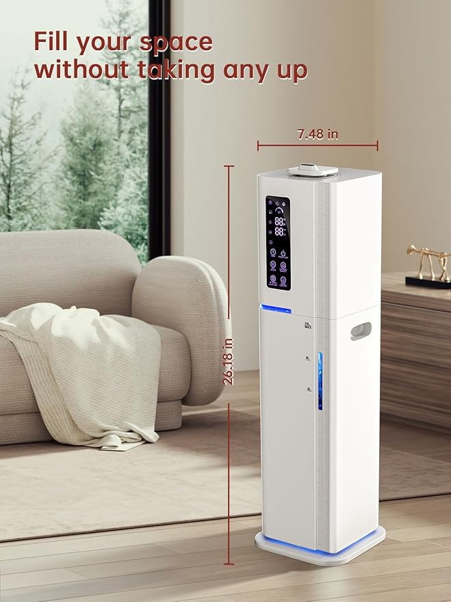 2.64Gal Humidifiers for Bedroom Large Room, Warm and Cool Mist up to 500ft², Top Fill Diffuser Ambient Light, 3 Mist Modes, 24H Timer,35dB Quiet Humidifier for Home Office Plant - Image 7