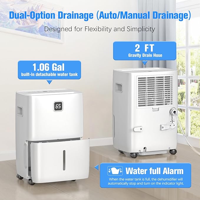 DEVERSE Max 80 Pints Energy Star Dehumidifier for Home/Bedroom/Basement, 5000 Sq.Ft Coverage, with Drain Hose, Smart Humidity Control & Large Tank - Image 6