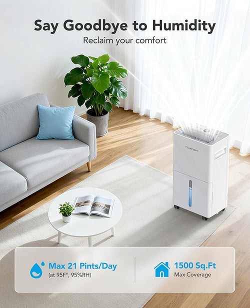1,500 Sq. Ft Dehumidifier for Basement, 21 Pints Dehumidifiers for Home with Drain Hose, Quiet Operation, Smart Humidity Control, Auto Defrost, 24H Timer, Portable for Bedroom, RV, Bathroom - Image 2