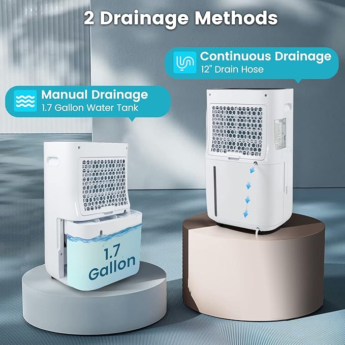 COSTWAY 73 Pint Dehumidifier for Basement, 4500 Sq. Ft Home Dehumidifier with 5 Modes, 3-Color Indicator Light, 1.7 Gallon Water Tank - Image 4