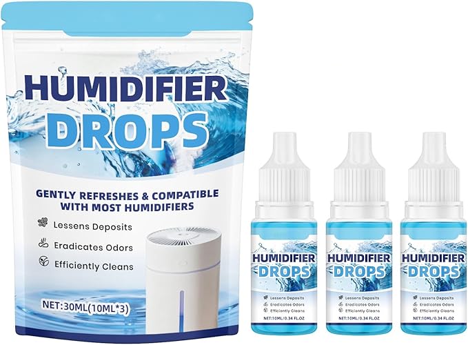 Humidifier Cleaner Drops, Slows Buildup & Scaling, Humidifier Solution for All Makes & Models, Cleans & Deodorizes Water, 3pcs by Unknown