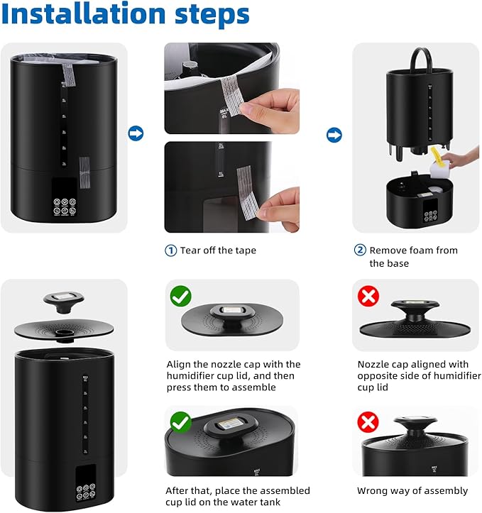 6L Humidifiers for Bedroom Large Room Home,Cool and Warm Humidifier for Baby and Plants Hot Mist Top Fill Desk Humidifier Oil Diffuser,Quiet,Auto Mode,360°Nozzle-Midnight Black(2026 Upgraded) - Image 2