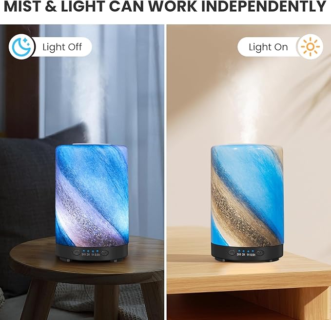 Essential Oil Diffuser, 120 ml Glass Aromatherapy Diffuser with 7 Color Lights, Auto Shut-Off and 4 Timer Settings, Ultrasonic Cool Mist Diffuser for Home Room Office (Galaxy Mist) - Image 4