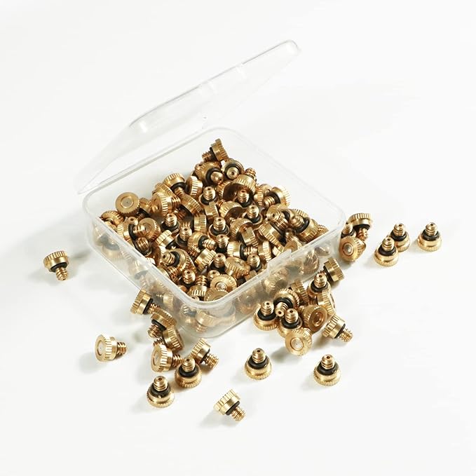 KUWAN 0.016" Orifice (0.4mm) Thread UNC 10/24 Brass Misting Nozzles Low Pressure Atomizing Misting Sprayer Water Hose Nozzle for Greenhouse, Landscaping, Outdoor Cooling Mister System (150PCS) - Image 4