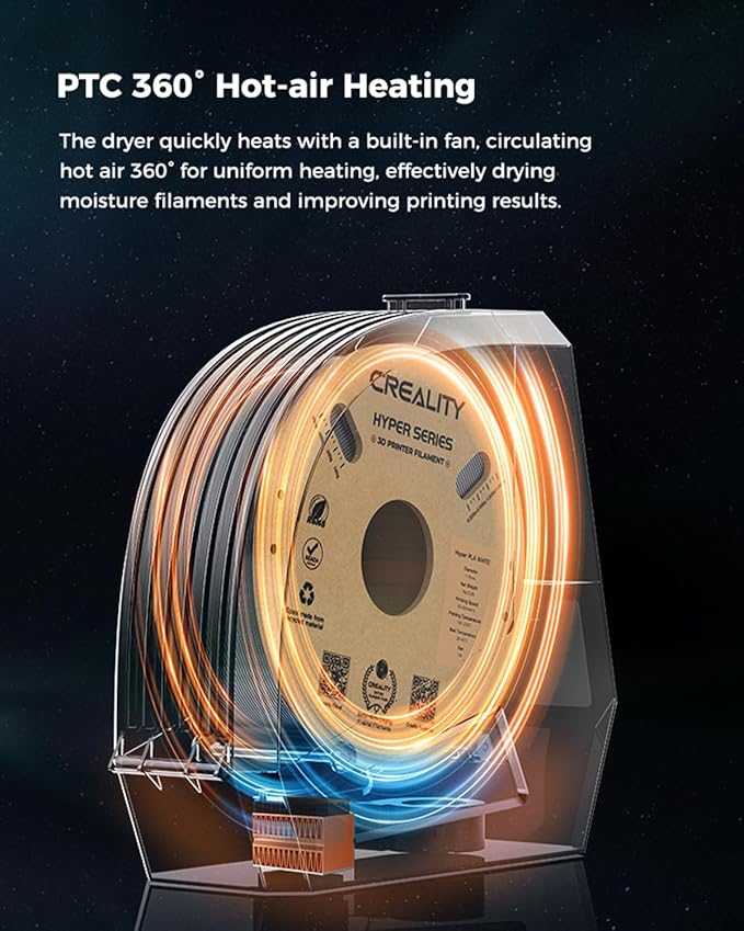 Creality Space Pi Filament Dryer, 360° Hot-Air Heating 3D Printer Filament Dryer Box with Fan, Upgraded Filament Dehydrator, 3D Printing Storage Dry Box for 1.75/2.85mm PLA PETG ABS Nylon TPU - Image 2