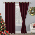 Hiasan Blackout Curtains for Bedroom, 52 x 96 Inches Long - Thermal Insulated & Light Blocking Window Curtains for Living Room Christmas Decor, 2 Drape Panels Sewn with Tiebacks, Burgundy by Hiasan