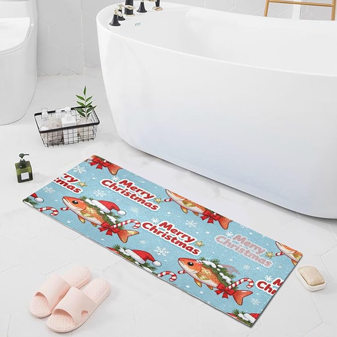 Merry Christmas Golden Salmon decorative mats for inside anti-mold bathroom rugs for entrance hall accessories 39x20in tapetes para ba?o - Image 8
