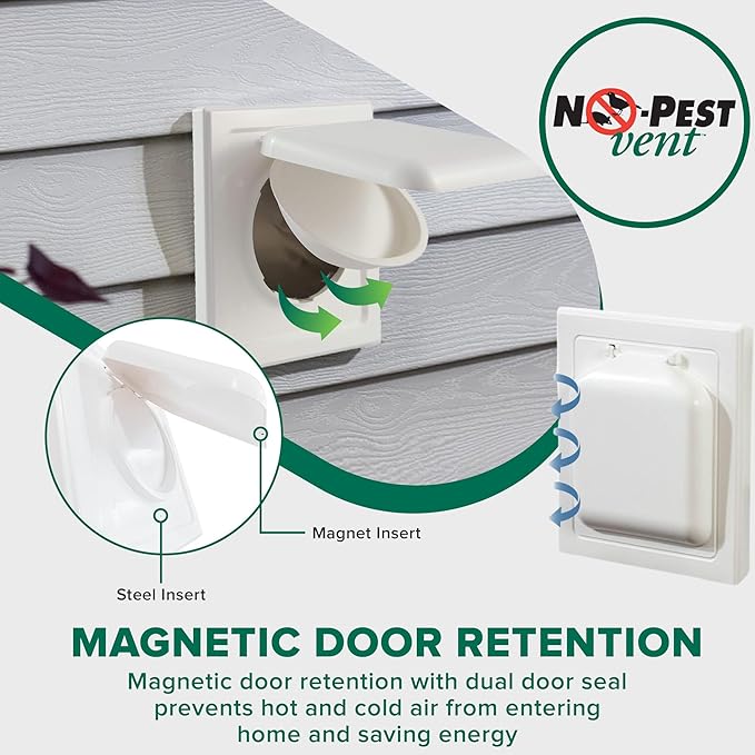 NO-PEST VENT, Exclusive Dual Door Dryer Vent Cover Outdoor 4 inch or Bathroom fan, Made in USA w Highest UV Resistant Plastic in any Outdoor Vent Cover (Brown, 4 inch With 12" Duct Tube) - Image 4