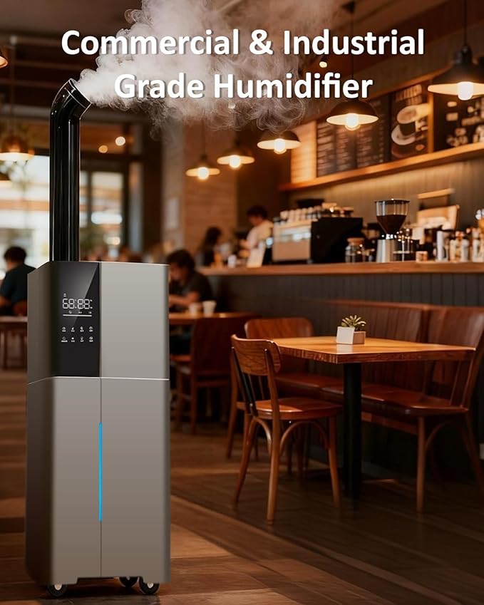 Humidifier Large Room,26L/6.8Gal Whole House Humidifiers for Bedroom Home 3000 sq.ft,1800ml/H,Commercial and Industrial Humidifiers with 360° Nozzle & Extension Tube,Top Fill,Gray - Image 3
