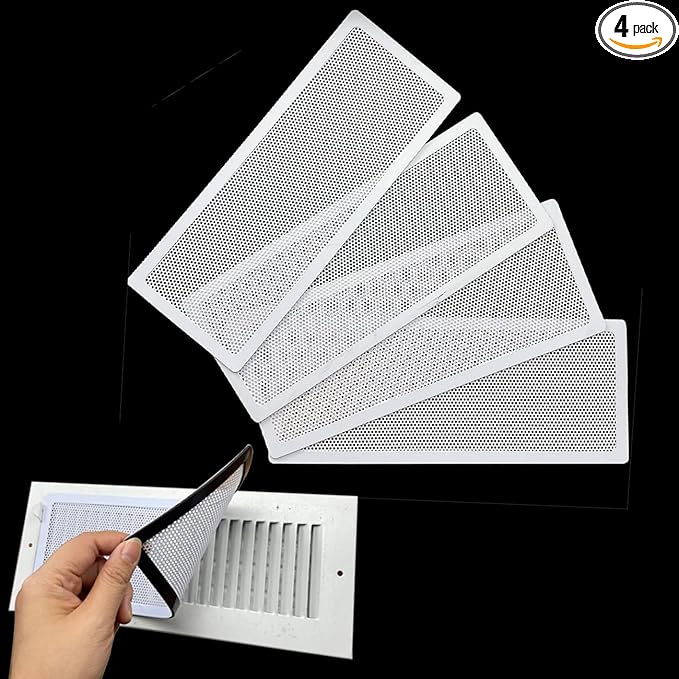 White Floor Register Vent Screen Cover 4"x12" Magnetic, Perfect for Wall/Ceiling/Floor Air Vent Filters (4-Packs) by IFRMMY