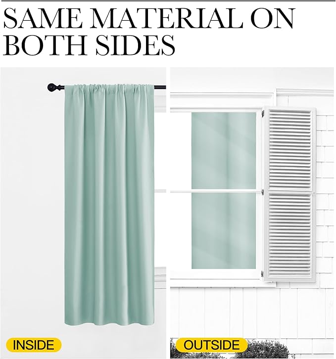 NICETOWN 2 Panels Blackout Curtains, Rod Pocket Thermal Insulated Curtains for Bedroom, Room Darkning Shading Blinds Modern Home Decoration for Living Room, Home Office, W42 x L63 in, Aqua - Image 6