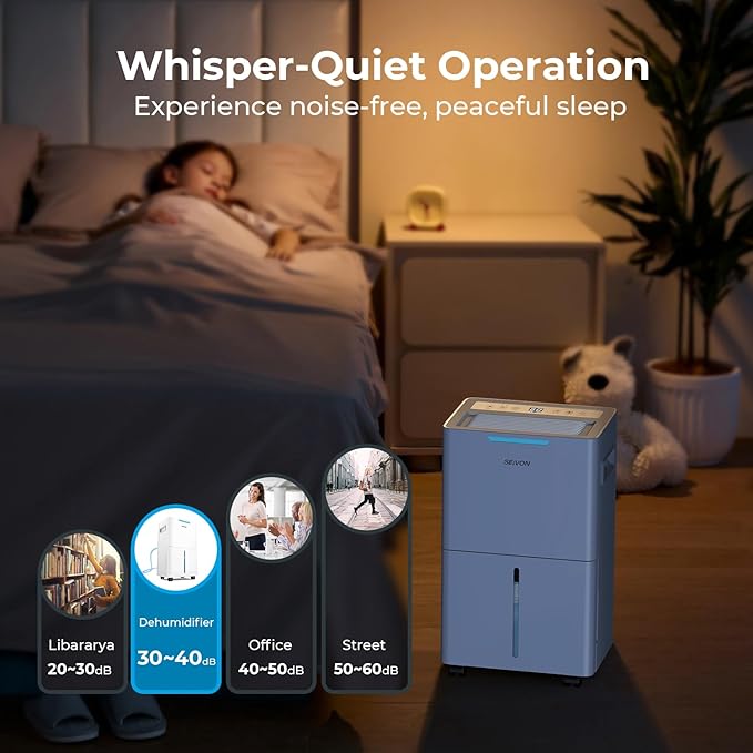 1500 Sq.ft Dehumidifier for Basement, SEAVON 21 Pint Dehumidifiers with Drain Hose for Home Large Room Bedroom Bathroom, Powerful Moisture Removal, Smart Humidity Control & Display, 24H Timer, 3 Mode - Image 6