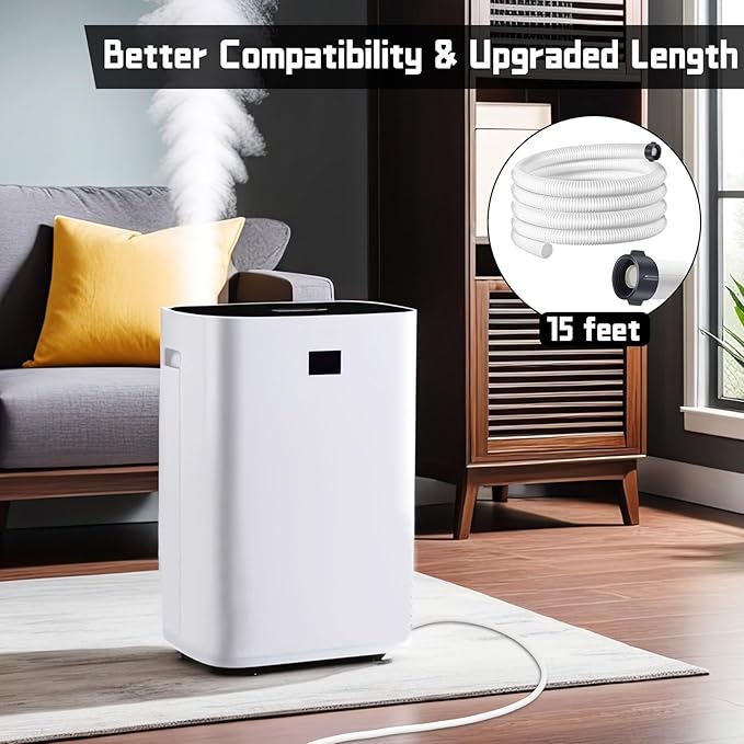 Dehumidifier Drain Hose 3/4 Inches FHT Connection with Rust-Resistant PE Connectors Cuttable Drainage Pipe Replacement Hose for Most Brand of Dehumidifiers, 15 Feet White - Image 6