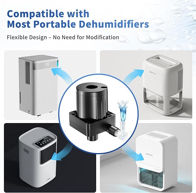 Upgraded Smart Automatic Small Water Pump for Dehumidifier, 15FT Drain Lift, Large Volume, Low Noise, Perfect for Basement Use, Compatible with Most Portable Dehumidifiers - Image 5