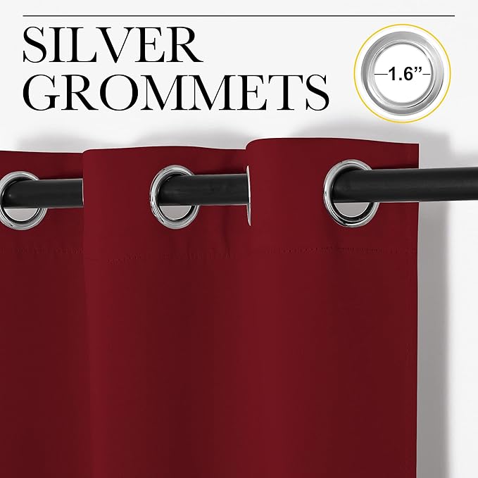 NICETOWN Bedroom Blackout Curtain Panel - (120 inches by 90 inch, Burgundy Red, 1 PC) Energy Saving Thermal Insulated Grommet Blackout Drapery for Patio, Room Divider Curtain - Image 2