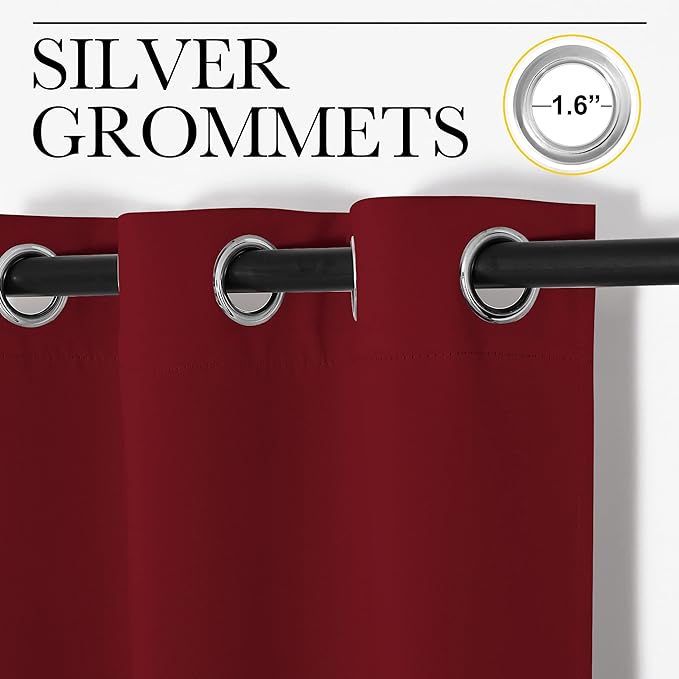 NICETOWN Christmas Burgundy Red Blackout Drapes - Window Treatment Light Blocking Privacy Curtain Panels for Window Decoration (Set of 2, 42 inches by 90-inch) - Image 3