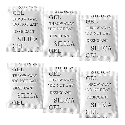 Reusable Desiccant Bags, 100 x 1 Gram Silica Gel Packets - Moisture Absorber for Food, Electronics, Gun Safe, Closet Storage, Reactivable Dehumidifier for Home and Travel by Unknown