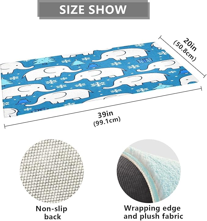 White Elephant Snowflake Blue Christmas mats Non Slip Anti-Mold Bath Rugs for Bathroom for Indoor Doormat Accessories decoración 39 x 20 in alfombra para ba?o - Image 3