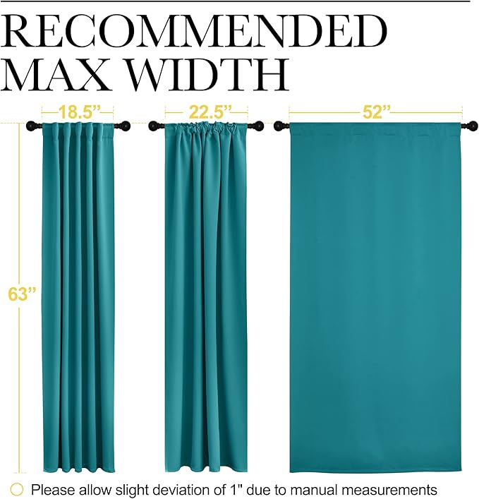 NICETOWN Insulated Room Darkening Curtain Panels - (Peacock Teal Color) W52 x L63, 2 Pieces, Room Darkening Window Treatment Drape Panel - Image 7