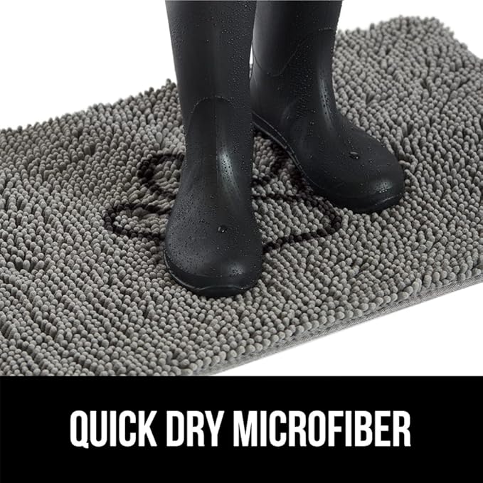 GORILLA GRIP SOAKSTOPPER Dog Door Mat, 36x24 Machine Washable Rug Absorbent Doormat Captures Moisture Mud Dirt, Quick Dry Soft Chenille Entryway Rugs Indoor Entrance Mats for Dog Paws, Paw Grey - Image 9