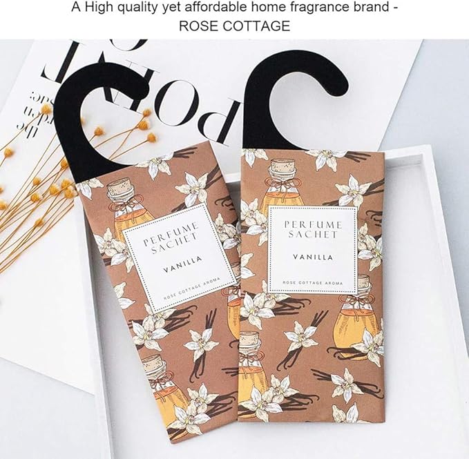 ROSE COTTAGE Large 12 Packs Vanilla Hanging Closet Air Freshener Scented Sachets Long Lasting Smell Goods - Image 7