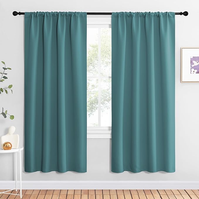 NICETOWN Blackout Curtains for Living Curtains, Sea Teal, 2 Panels, 42 by 72, Room Darkening Window Curtain Panels, Easy-Care Solid Thermal Insulated Draperies/Drapes for Daughter Room by NICETOWN