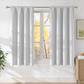 NICETOWN Greyish White Faux Linen Room Darkening Rod Pocket Curtains 63 inch Length, W42 x L63, Light Blocking Thermal Insulated Noise Reducing Drapes for Bedroom Living Room Farmhouse Decor, 2 Panels by NICETOWN