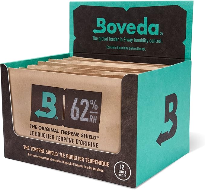 Boveda 62% Two-Way Humidity Control Packs For Storing 1 lb – Size 67 – 12 Pack – Moisture Absorbers for Storage Containers – Humidifier Packs – Individually Wrapped Hydration Packets by Boveda