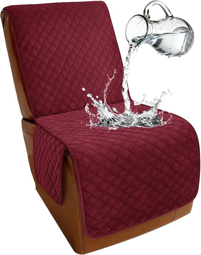Arfntevss Waterproof Recliner Sectional Couch Covers for Reclining Sectional L Shape Sofa Cover Non Slip Washable Recliner L Shaped Slipcover Dog Additional Seat Protector (1 Seat Cover, Wine Red) by Arfntevss