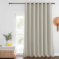 NICETOWN Extra Wide Blackout Sliding Door Curtains 108 inch Length - Grommet Insulated Curtain Light & Sound Blocking Drape for French Door/Patio Door (Natural, W100 x L108, 1 Panel) by NICETOWN