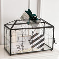 Wedding Card Box with Slot, 12.6'' Large Glass Card Boxes for Reception, Black Geometric Holder, Clear Decorative Storage Box with Lock for Baby Shower, Birthday Party, Christmas, Bridal Shower by Giadun