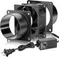 80mm x 38mm 3 Inch Air Vent Duct Booster Adjustable Speed Fan with 2 Duct Adapters for DIY Grow Tent Attic Hydroponics Ventilation Soldering Fume Extractor-D8038 by CoolingFan