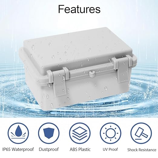 Junction Box, ABS Plastic IP65 Waterproof Dustproof Universal Electrical Enclosure, Hinged Shell Outdoor and Indoor Project Box, 5.9"x 3.9"x 2.8"(150x100x70mm), 2 Pack - Image 4