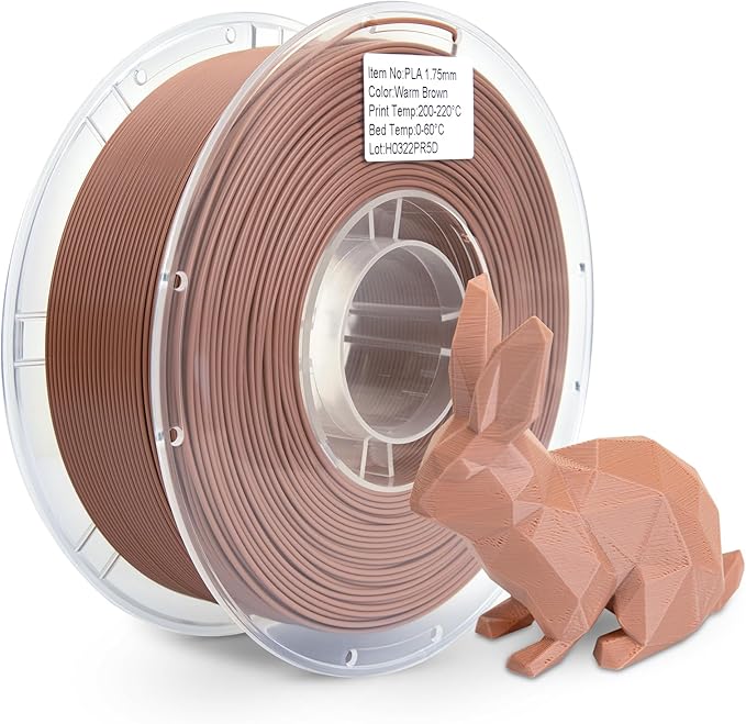 PLA Filament 1.75mm Warm Brown 1KG, Clog-Free 3D Printer Filament Dimensional Accuracy +/- 0.02mm, 1kg Spool(2.2lbs) 3D Printing Filament Fits for Most FDM 3D Printers by JAREES
