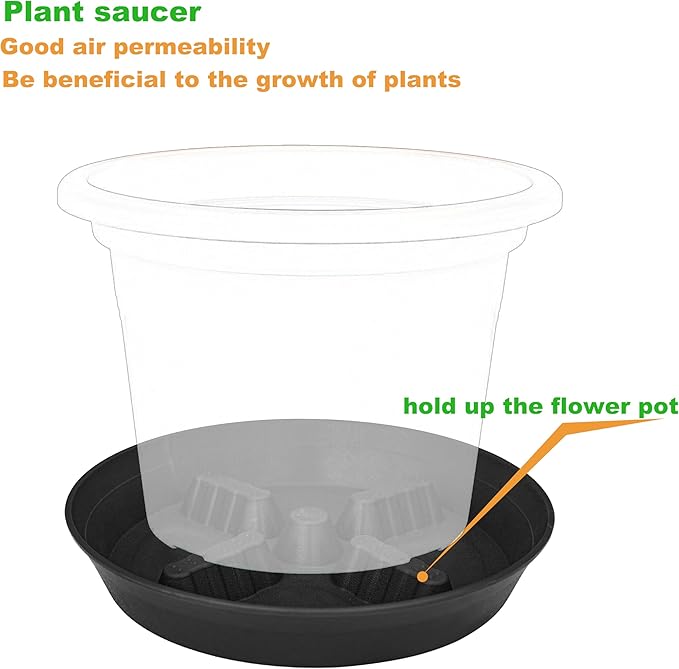 4 Pack Plant Saucer 10 inch, 8 12 14 17 inch, Plant Stand Plastic Plant Saucers for Indoors Outdoor, Heavy Duty Flower Plant Risers for Inside Pots, Pot Saucers for Plants, Grow Bags Saucers - Image 5