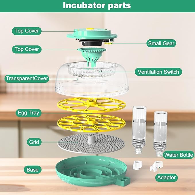 18 Egg Incubator with Automatic Egg Turning and Humidity Control,Chicken Egg Incubator, Large View Incubator for Chicken Duck Quail Eggs, External Water Refill, Egg Candler - Image 2