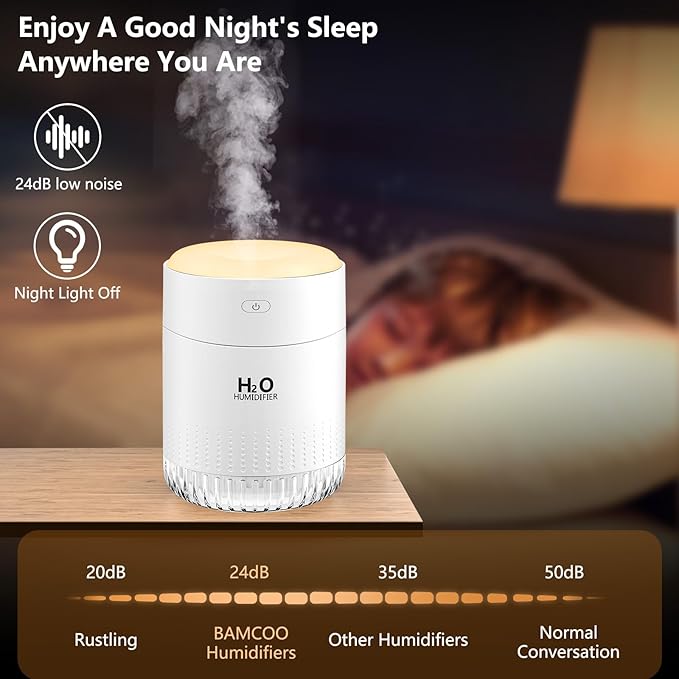 Portable Mini Humidifier, Auto Shut-Off, 2 Mist Modes, Quite, Small Humidifiers for Bedroom Travel Office Desk Plants(White) - Image 6