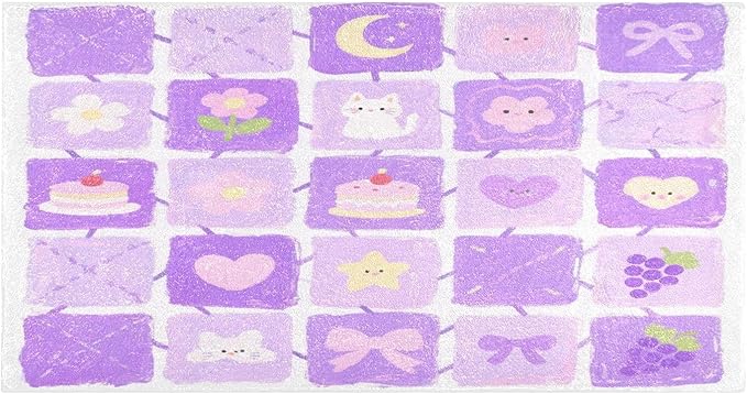 Purple Flower Cake Grid Bath mats for Bathroom Anti-Mold Rugs for Bathroom for Indoor Doormat Accessories Decoration 39 x 20 in de alfombras para ba?o by Unknown