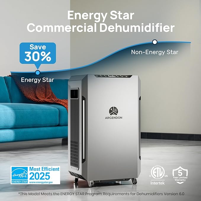 ARGENDON 70 PPD Energy Star Dehumidifier for Basement, Commercial Dehumidifier with Pump and Drain Hose - High-Capacity Moisture and Humidity Control for Homes, Industrial Use, and Large Space - Image 3