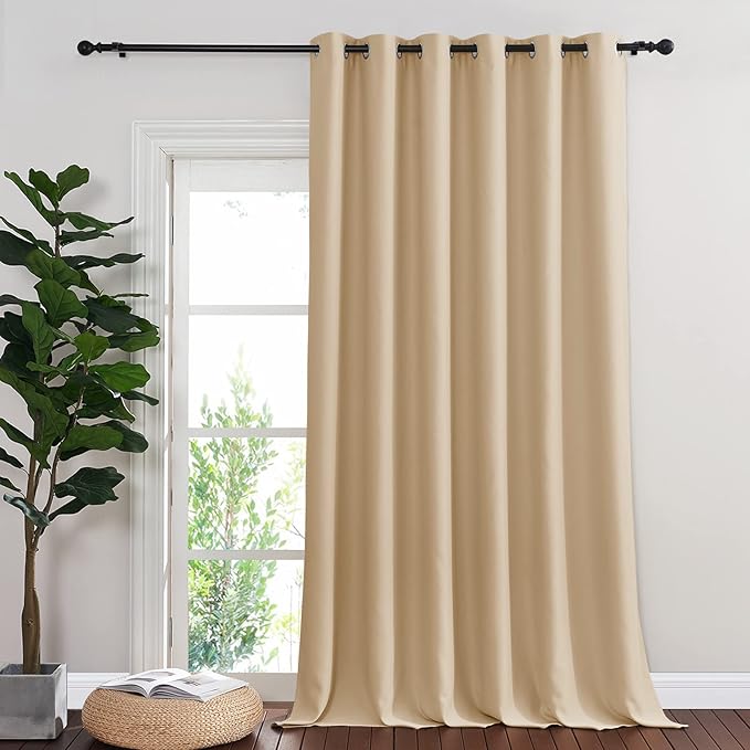 NICETOWN Sliding Door Curtain Window Treatment, Blackout Patio Door Curtain Panels Privacy Thermal Insulated Drapes for French/Patio Door (1 PC, Biscotti Beige, W80 x L95) by NICETOWN