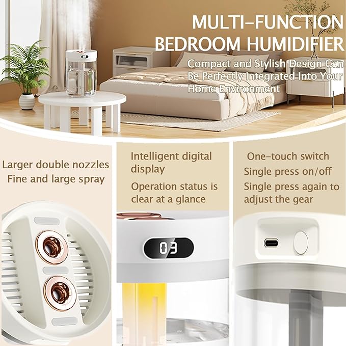 Humidifiers for Bedroom,Cool Mist Humidifiers Room Humidifier Colorful Breathing Light Silent Humidifier USB personal desktop humidifier, for baby bedroom travel office home - Image 4