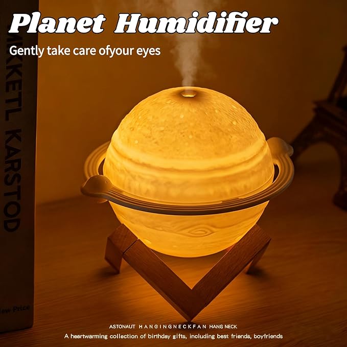 Mini Humidifier, Moon Lamp Desktop Humidifier with LED Night Light, 2 Gear Intermittent Spray, USB Charging Mist Humidifiers, for Bedroom, Office Room, Bedroom, Travel, Etc(Design model) - Image 2