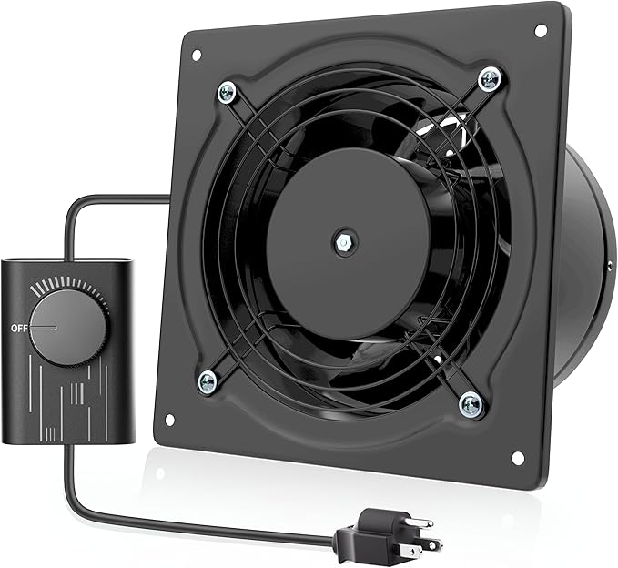 HG Power 6 Inch Exhaust Fan with Speed Controller, 308CFM Wall Exhaust Fanfor Kitchen, Bathroom, Metal Extractor Fan for Pet Room, Smoking Room, Attic, Garage, Window Ventilation by HGPOWER