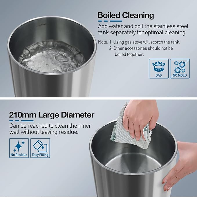4.5L Humidifiers for Bedroom Large Room, Ultrasonic Cool Mist Humidifier with Stainless Steel Tank for Boiling Cleaning, Top Fill Humidifier with Smart Humidistat & Timer, Sleep Mode - Image 4